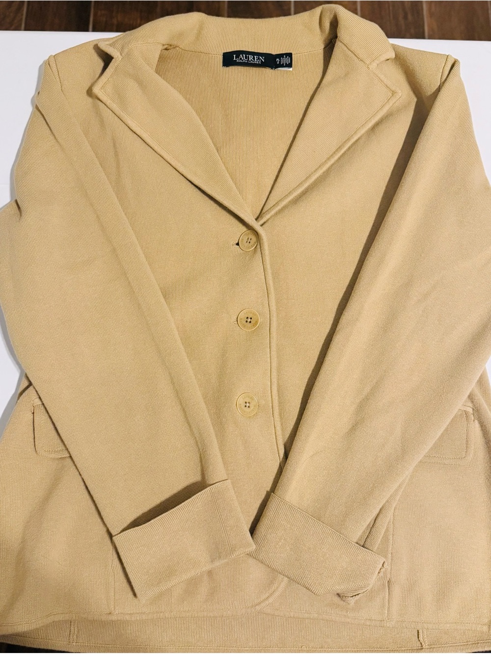 Lauren Ralph Lauren Tan/Cream Knit Blazer Jacket